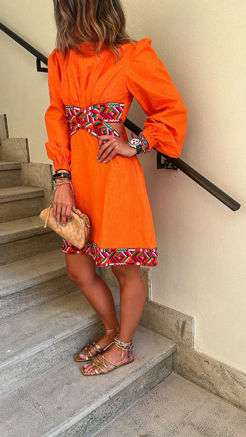 Orange Gum Drop Cut Out Mini Dress