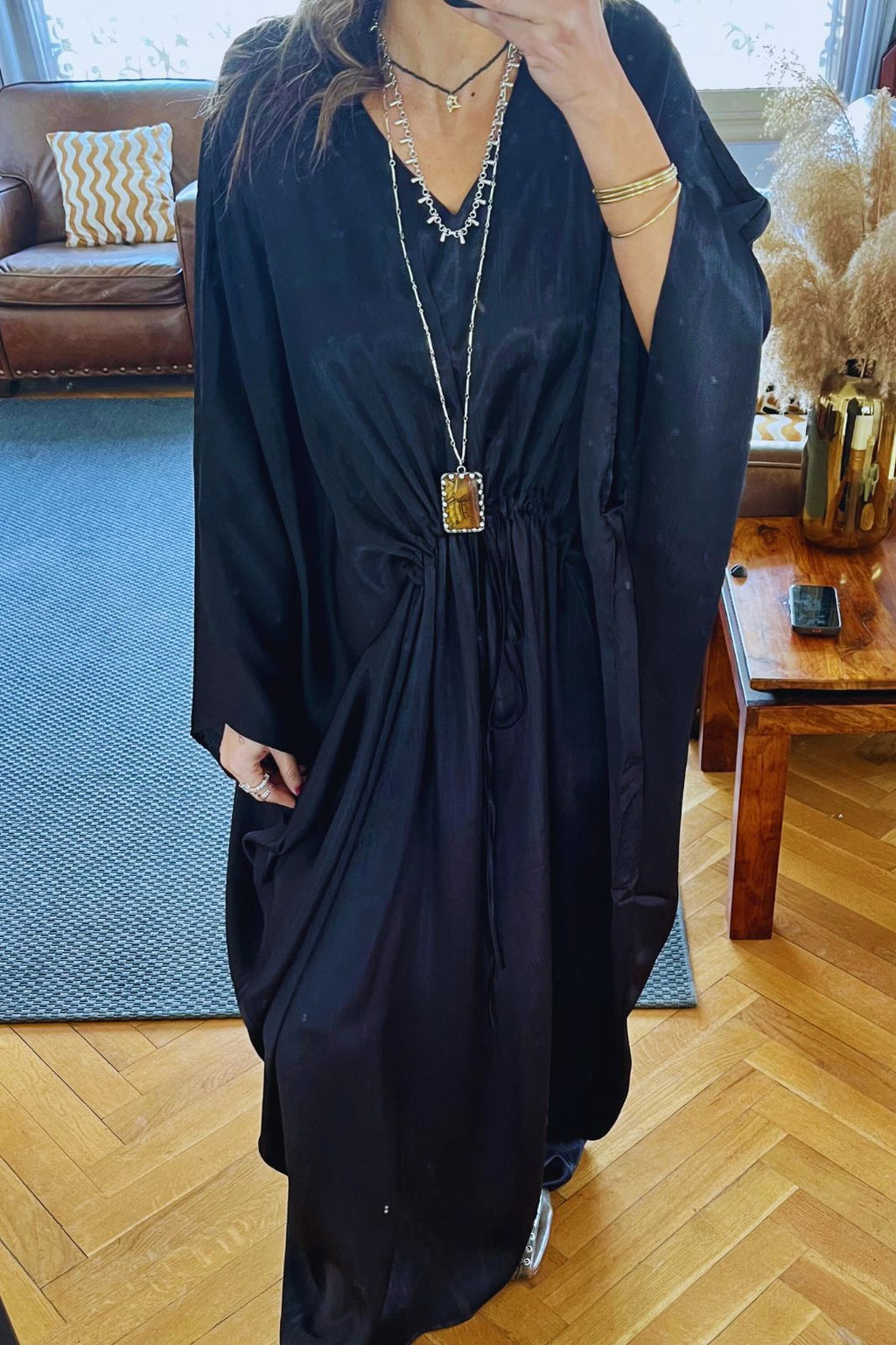 Black Shimmery Nubian Kaftan