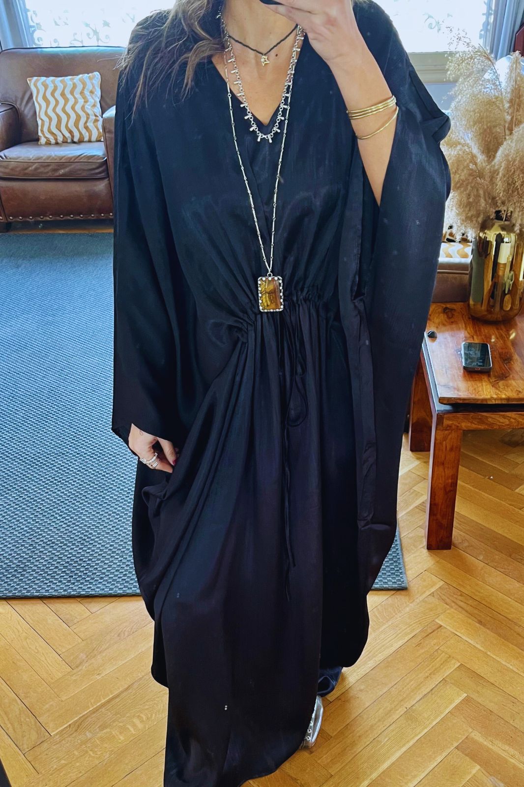 Black Shimmery Nubian Kaftan