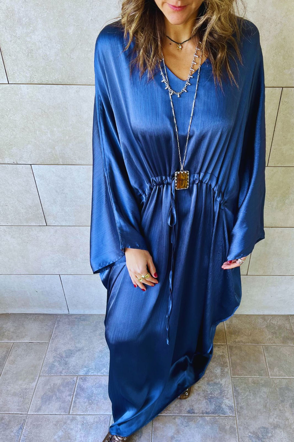 Navy Shimmery Nubian Kaftan