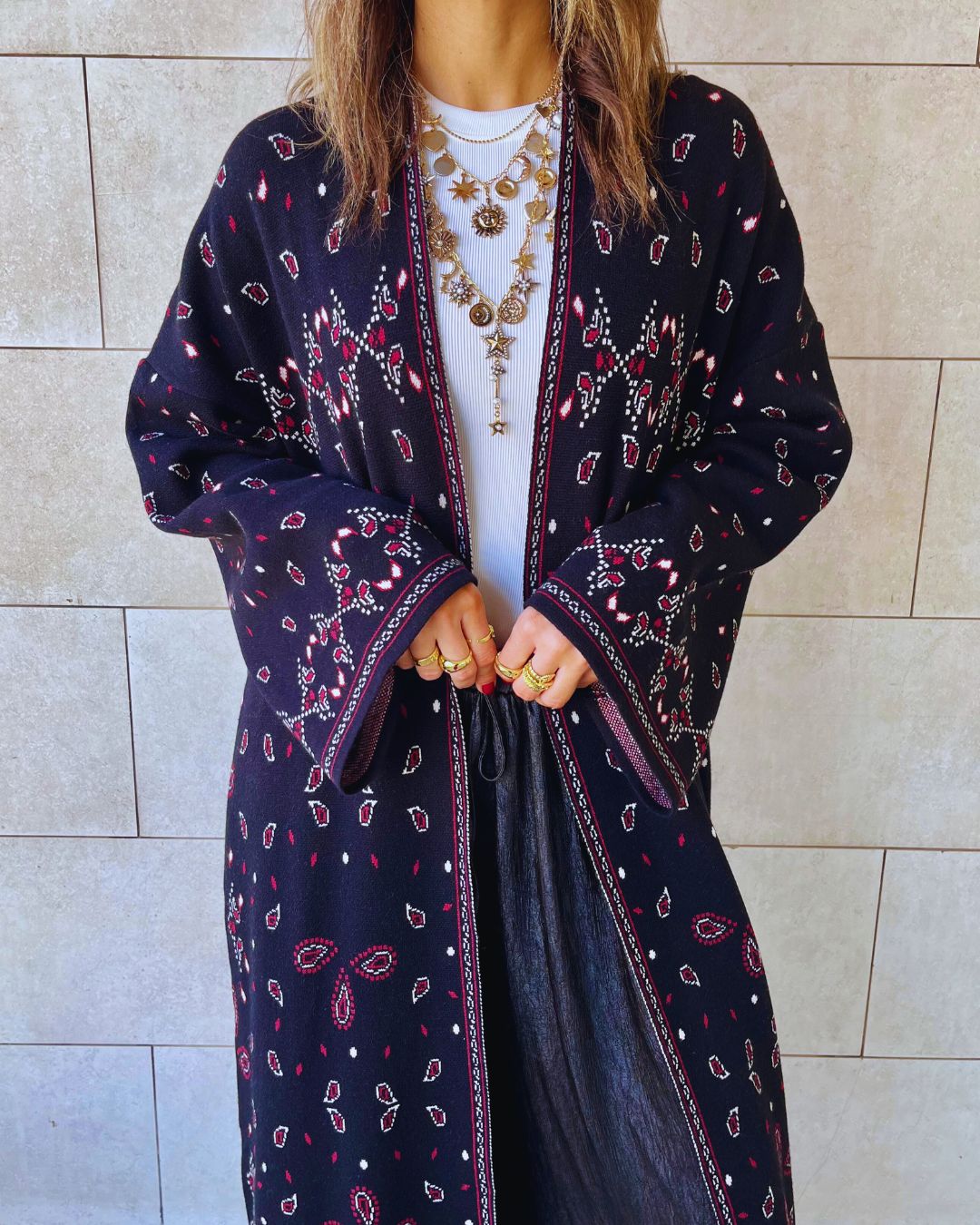 Black Cult-Favorite Knit Bandana Kimono