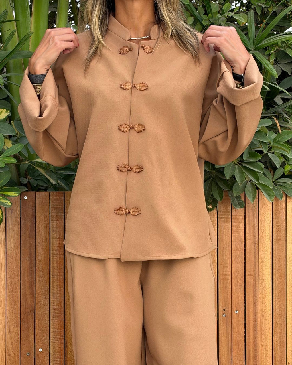 Beige Mandarin Top
