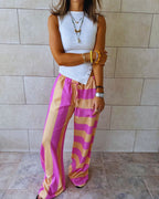 Pink & Orange Striped Colored Pants