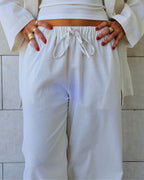 Beige Sloane Rope Linen Blend Pants