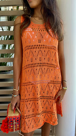Orange Light Crochet Dress Coverup