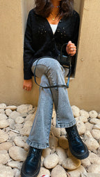 Black V Button Light Cardi