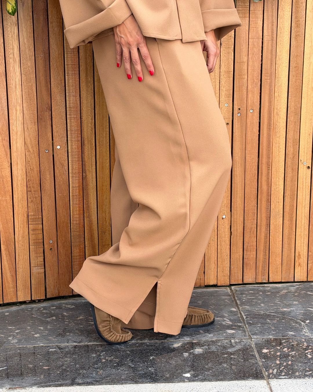 Beige Go-To Elastic Pants