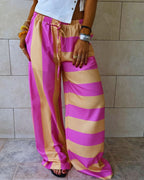 Pink & Orange Striped Colored Pants