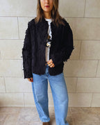 Black Whisper Statement Open Jacket