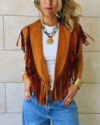 Camel Cowgirl Suede Vest