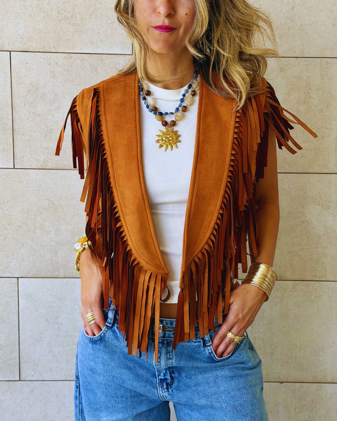 Camel Cowgirl Suede Vest