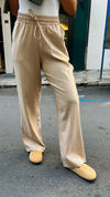Beige Front Line Linen Pants