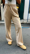 Beige Front Line Linen Pants