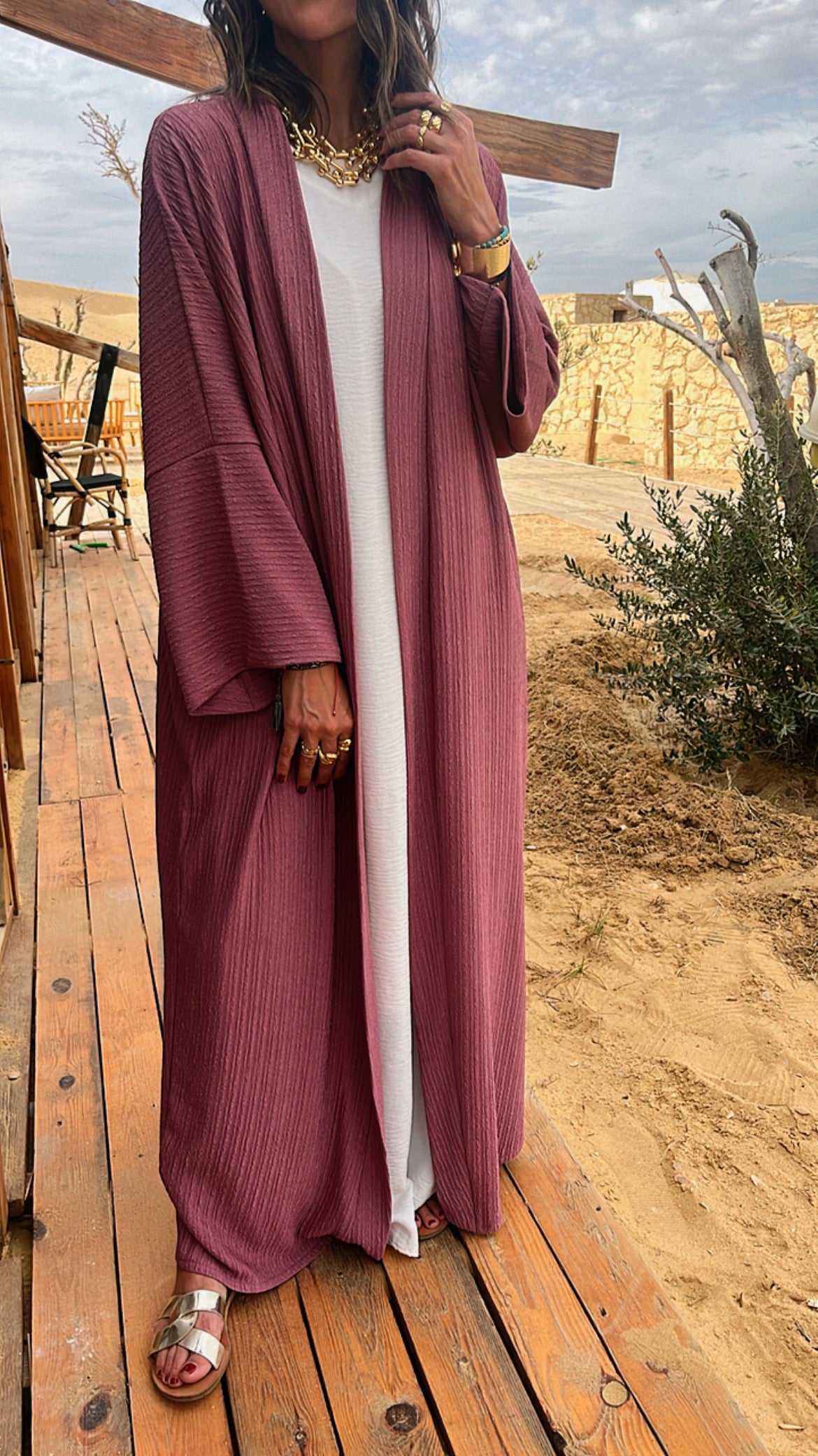 Nude Longline Thick Kimono