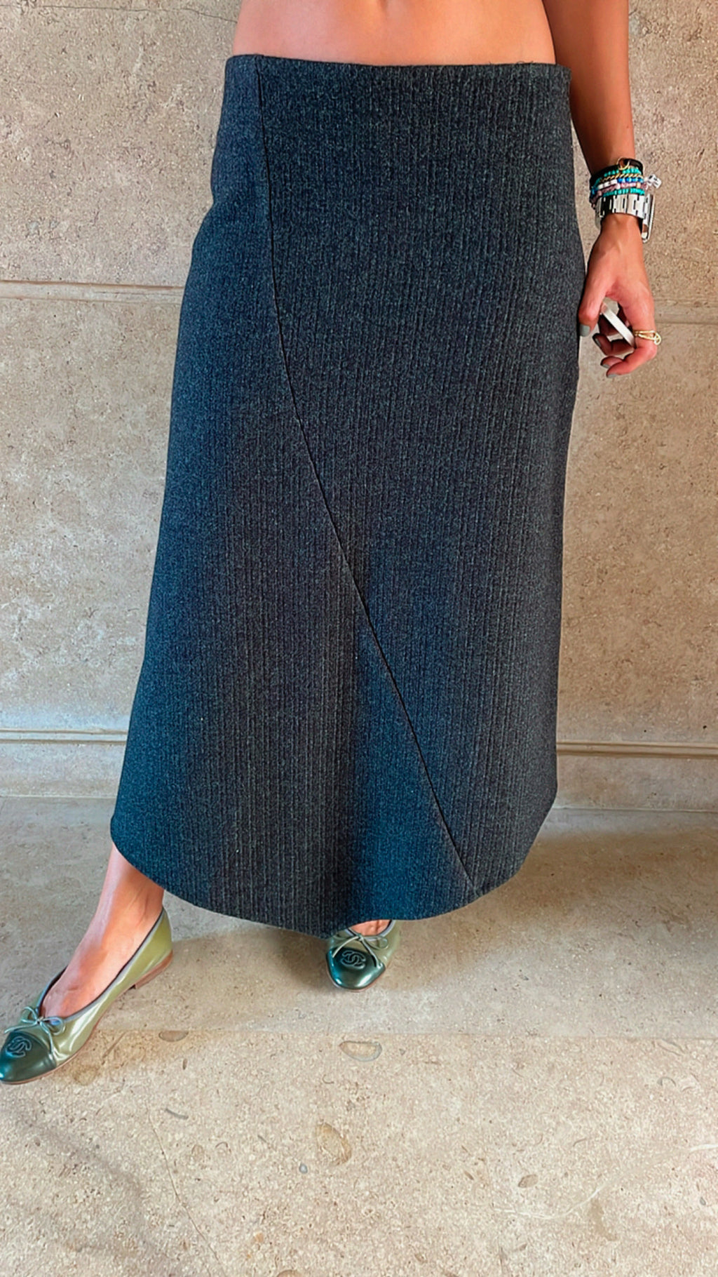 Black Leather Jacket Skirt Set