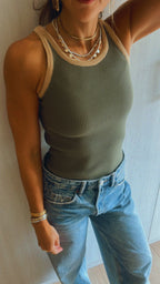 Olive 101 interknit Colorblock Top
