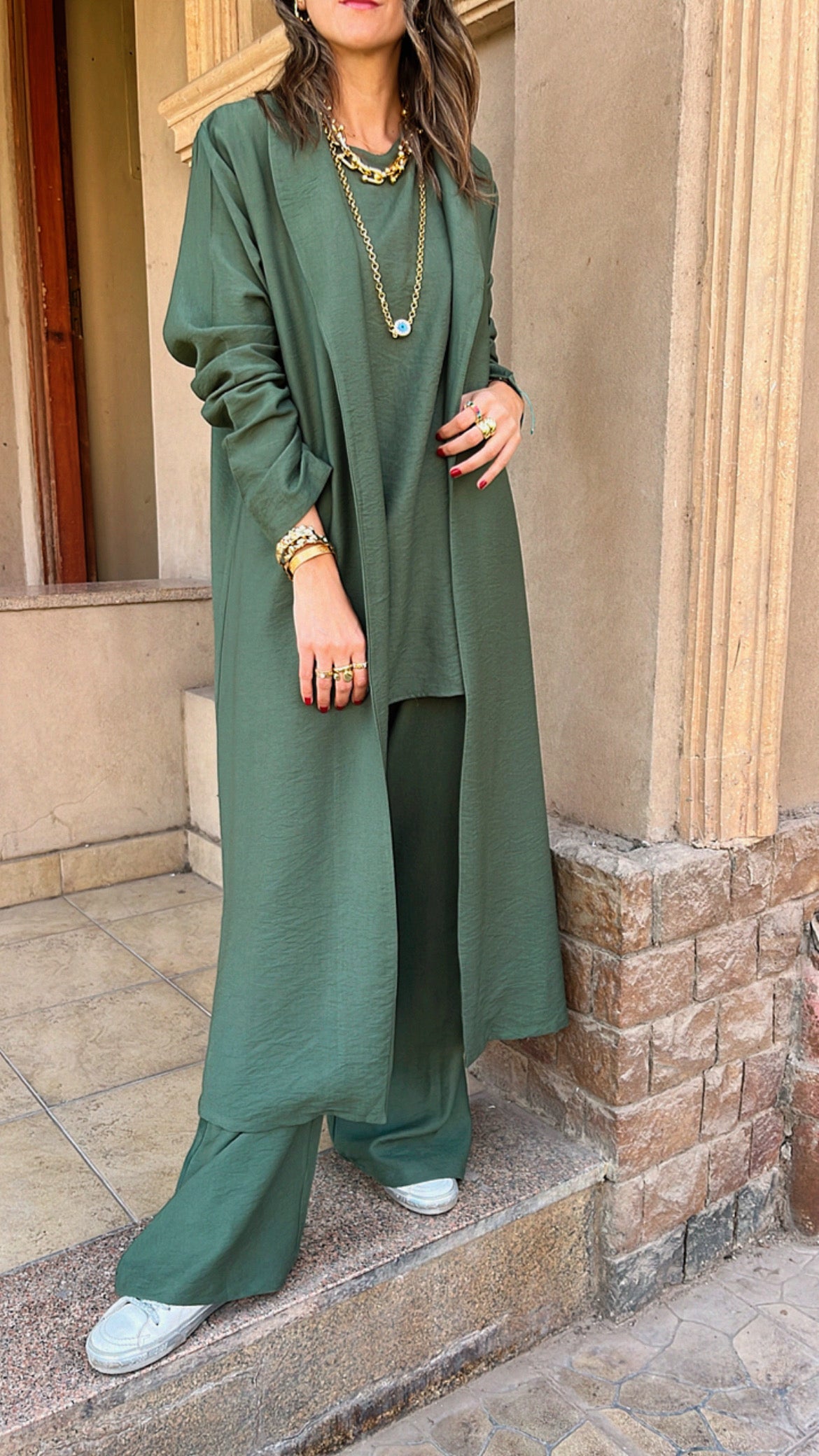 Olive 3 Piece Kimono Set