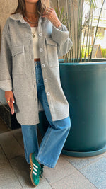 Grey Longline Button Shacket