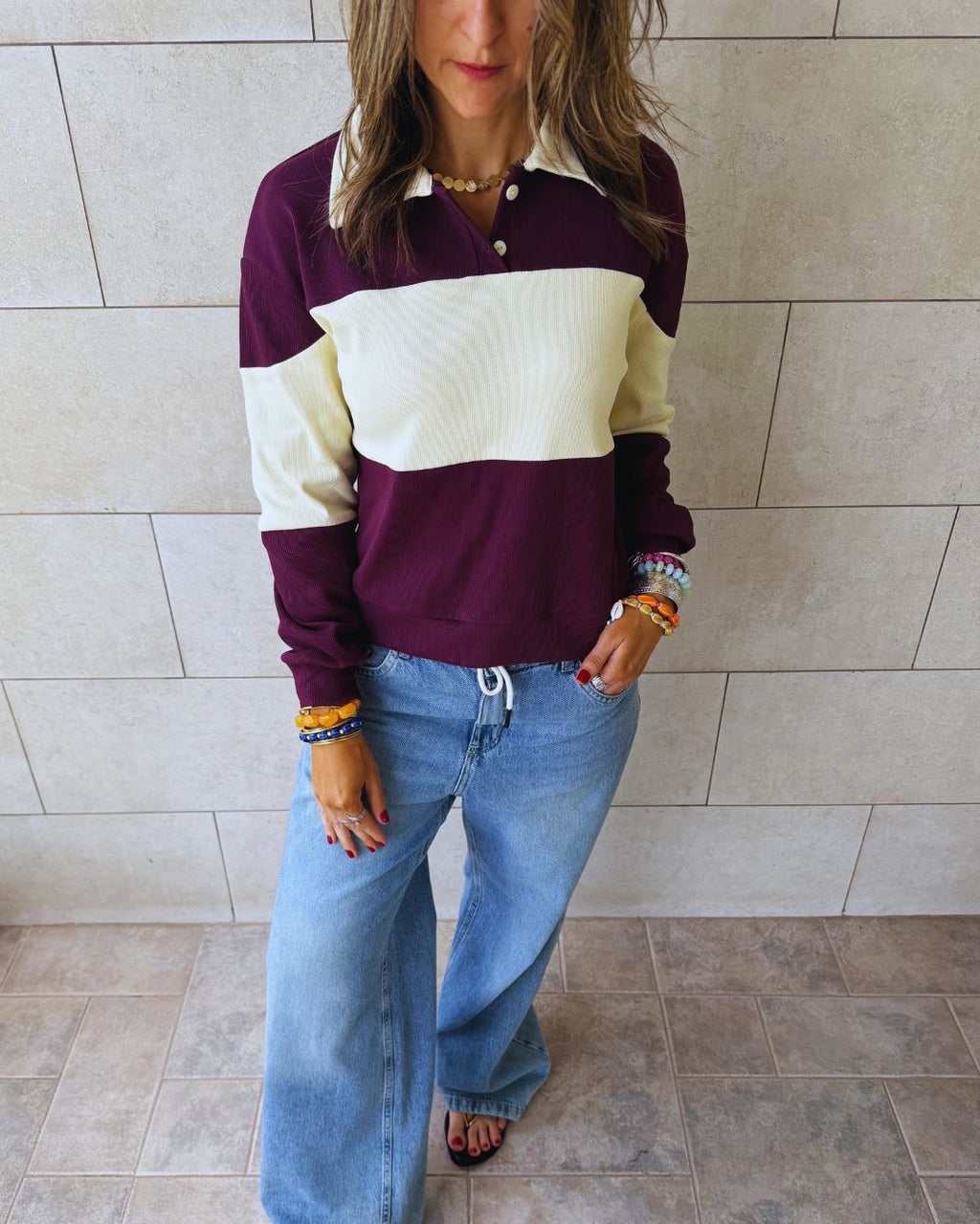 Plum Preppy Longsleeve Polo