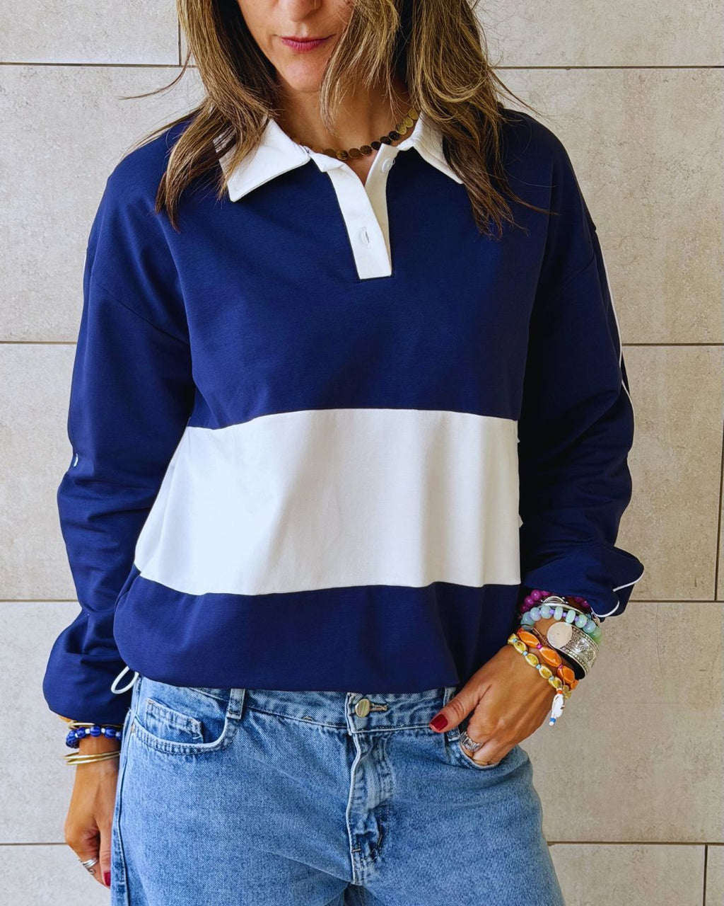 Navy Varsity Light Weight Polo