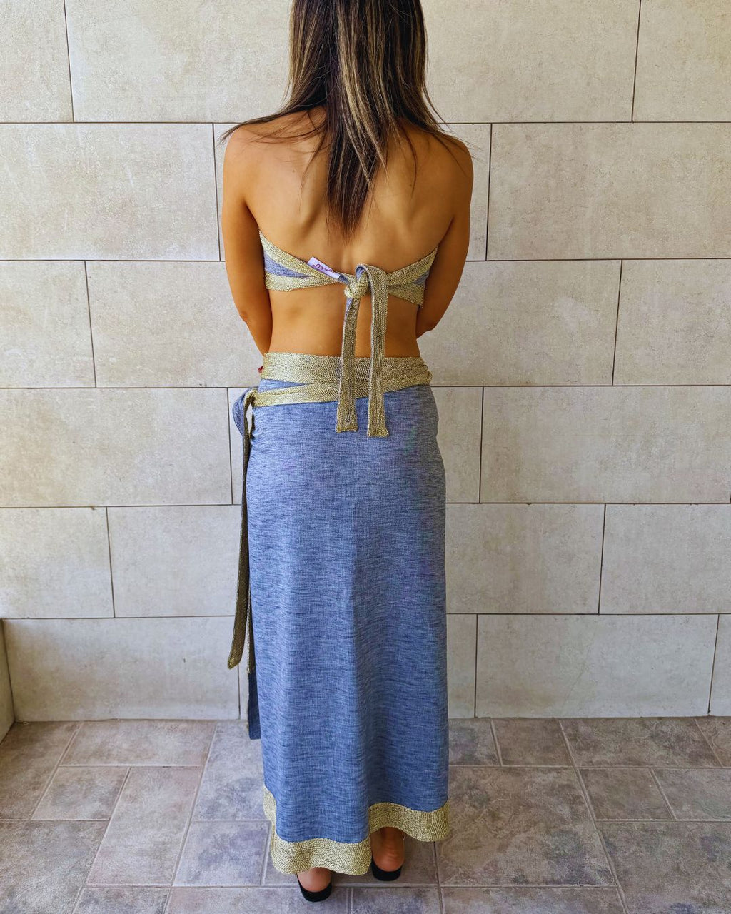 Golden Grey Edge Wrap Skirt