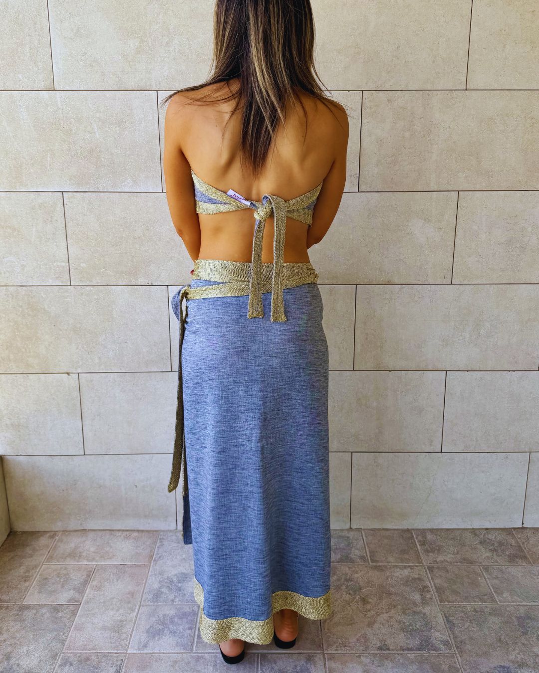 Golden Grey Edge Wrap Skirt