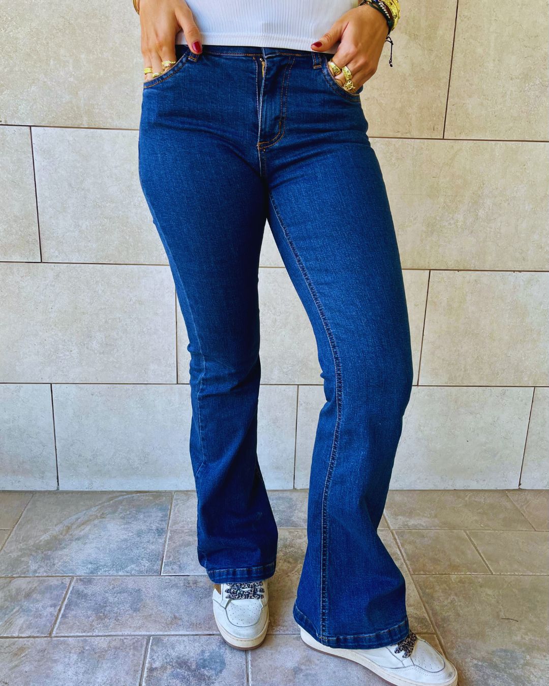 Dark Blue Flare Denim Pants