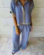 Golden Grey Edge Cropped Shirt