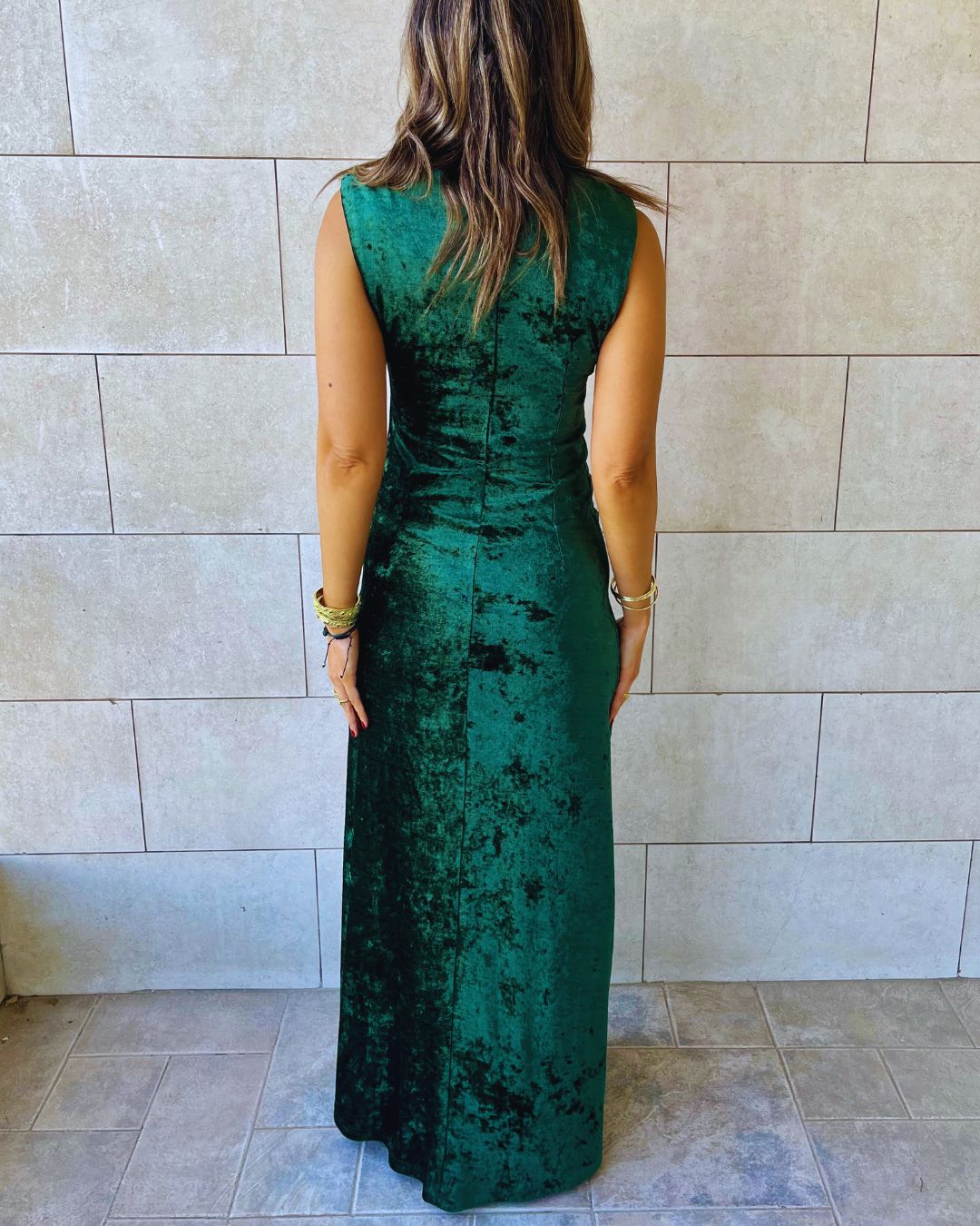 Green Soft Velvet Dress