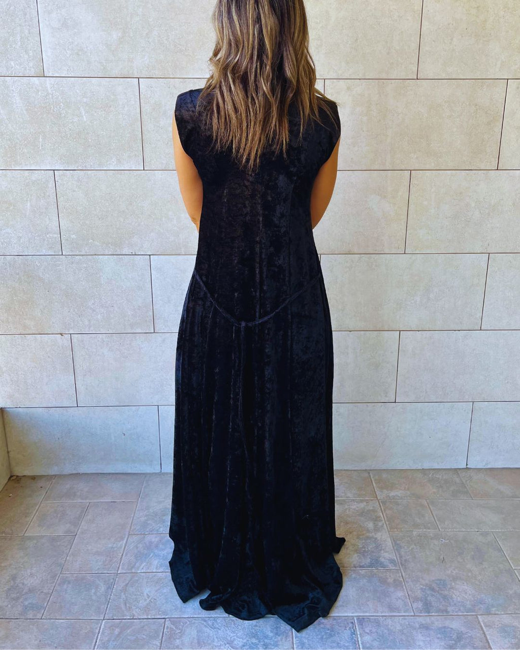 Black Soft Velvet Maxi Dress