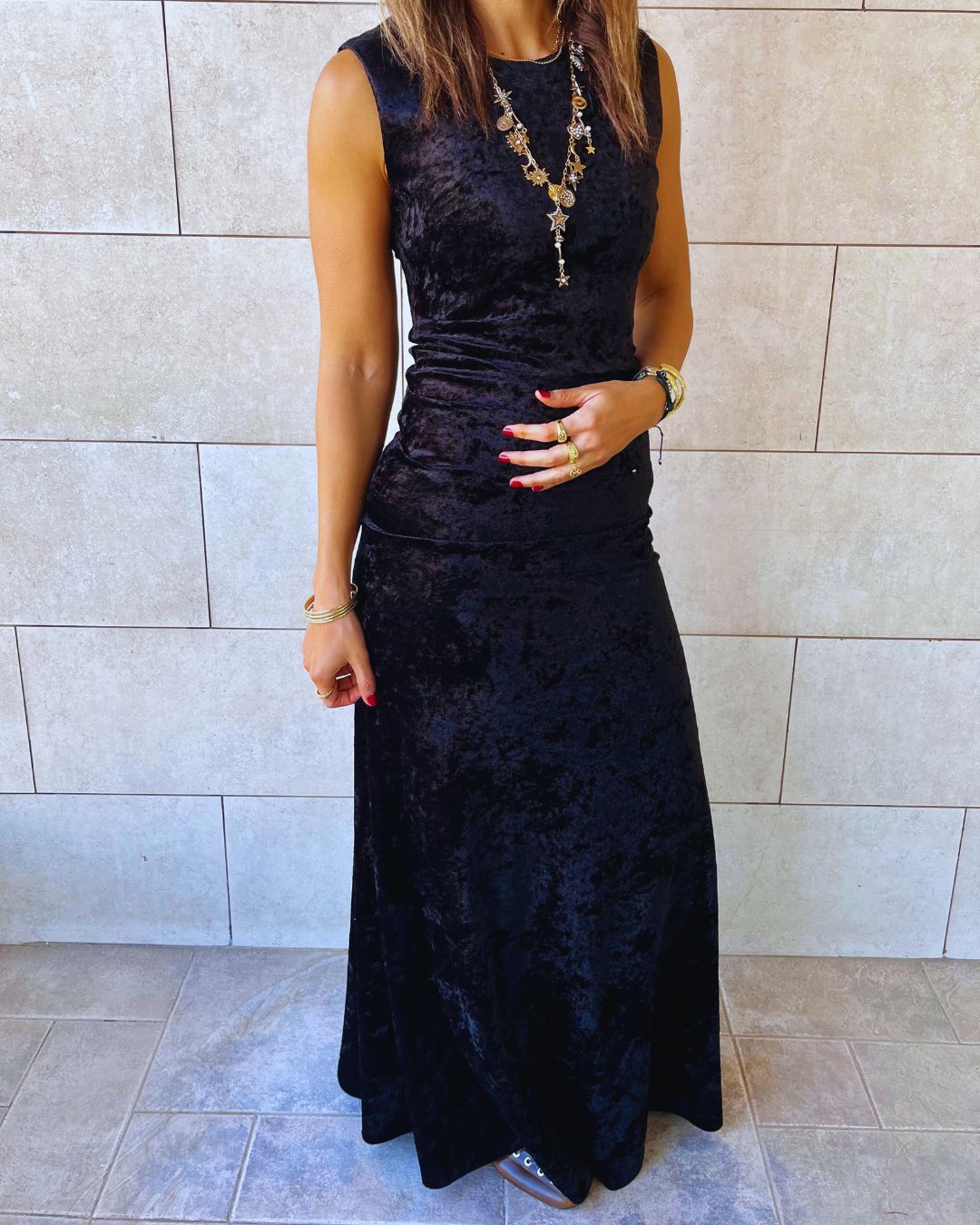 Black Soft Velvet Dress