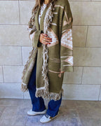 Aztec Olive Ruffle Cardigan