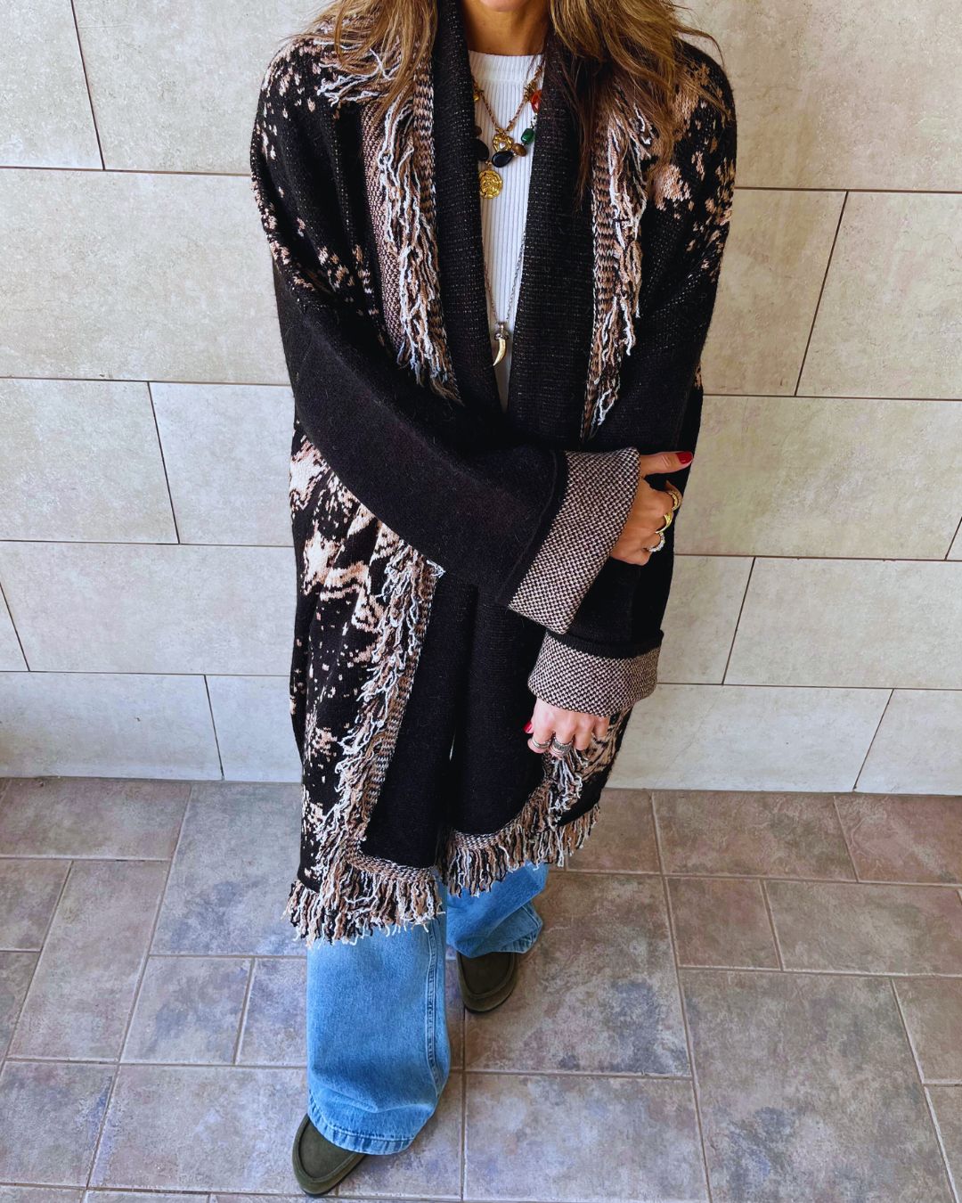 Black Nordic Star Cardigan