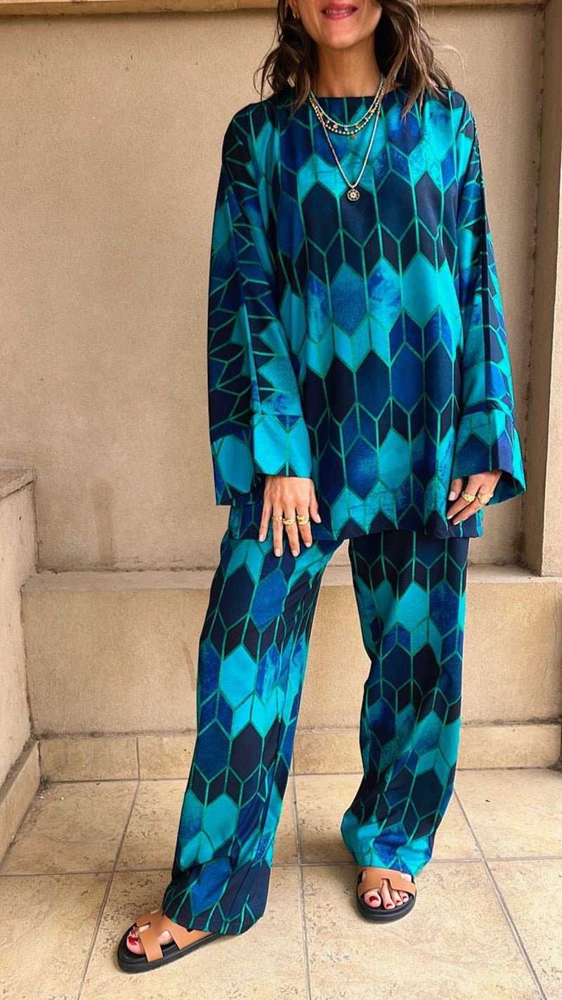 Blue Printed Soft Suit Set