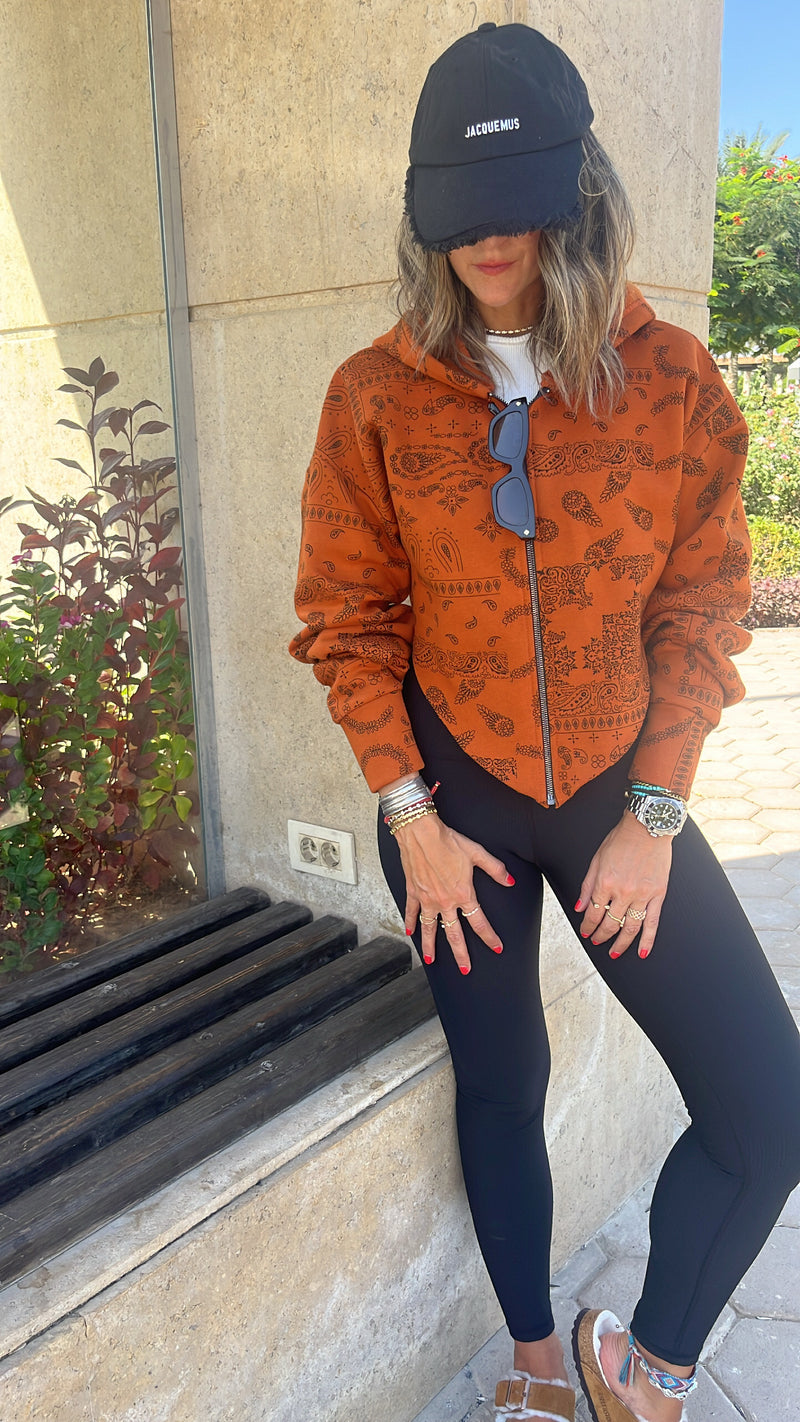 Rust V Cropped Bandana Jacket