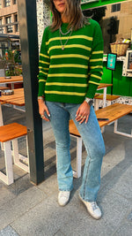 Green All About Stripes Pullover