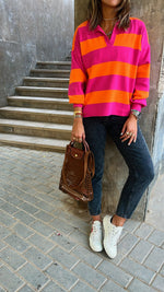 Fuchsia & Orange Preppy Top