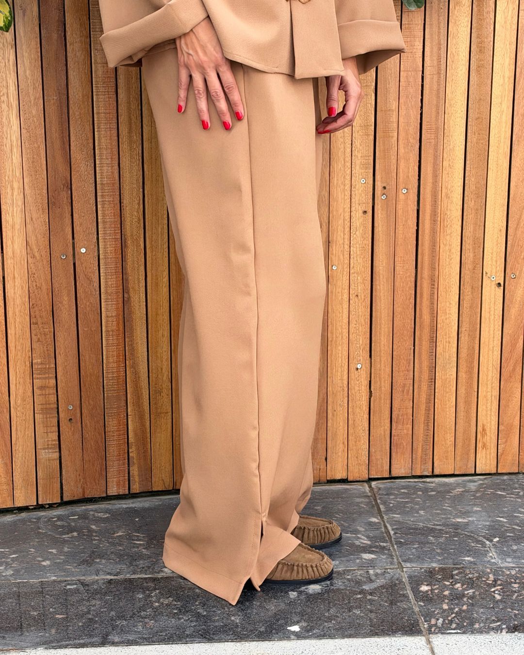 Beige Go-To Elastic Pants