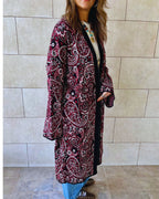 Burgundy Royal Paisley Cardigan