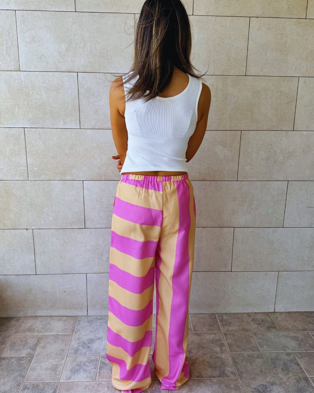 Pink & Orange Striped Colored Pants
