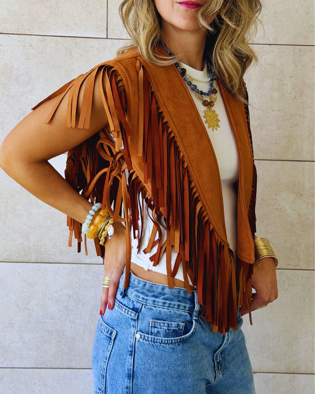 Camel Cowgirl Suede Vest