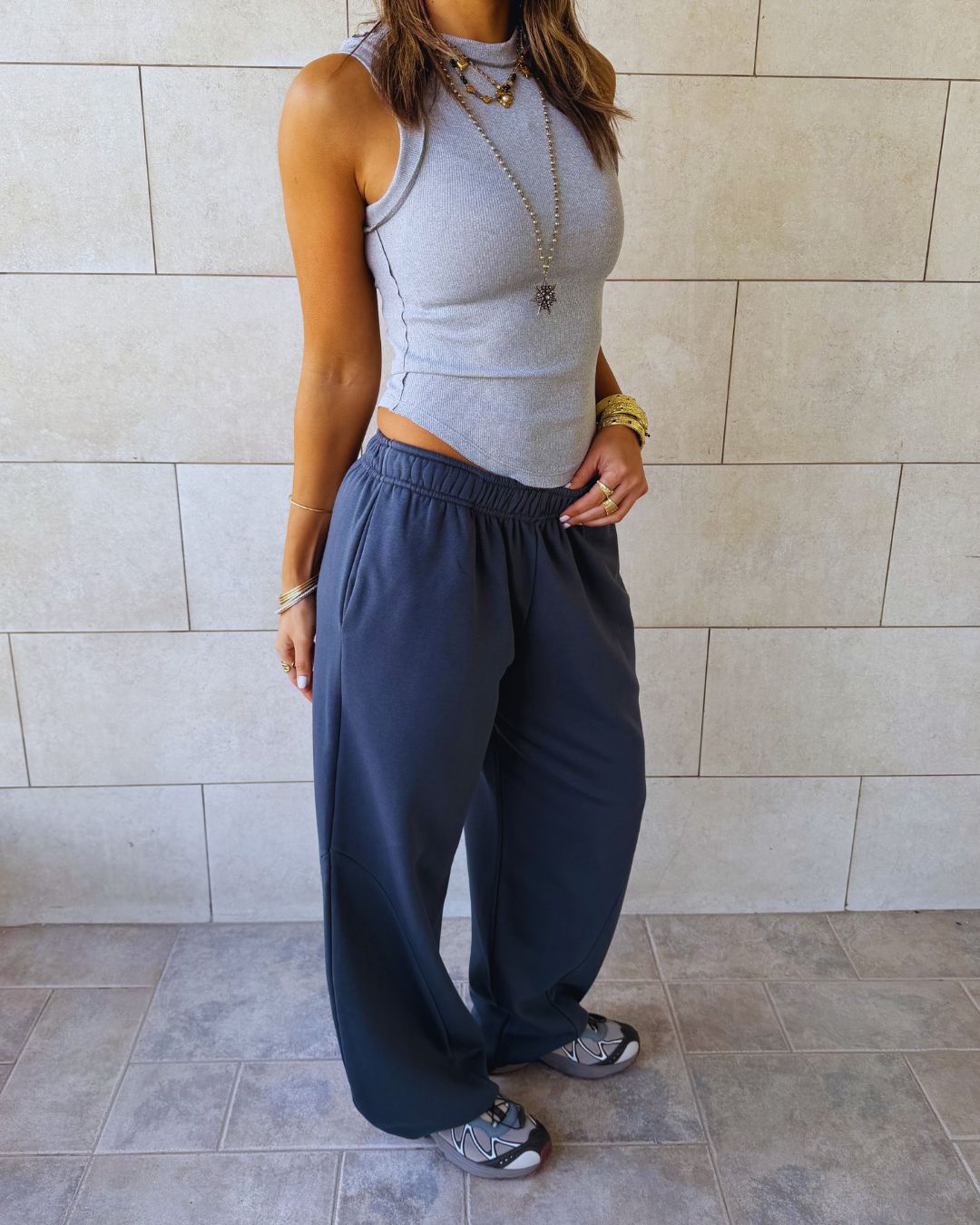 Grey Signature Balloon leg sweatpants