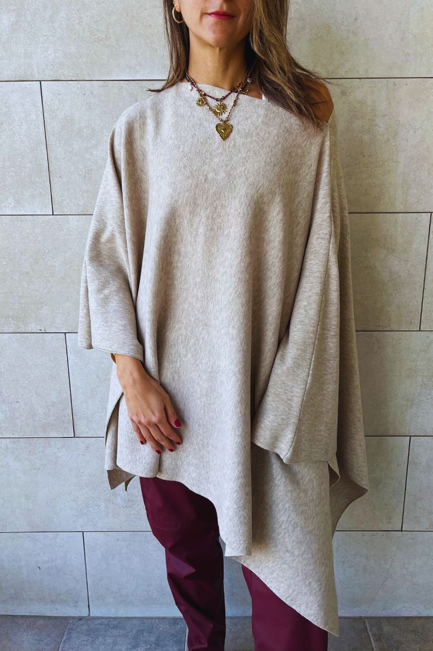 Beige Off-Duty Poncho