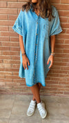 Light Blue Denim Shirt Dress