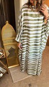 Olive Paint Striped Kaftan