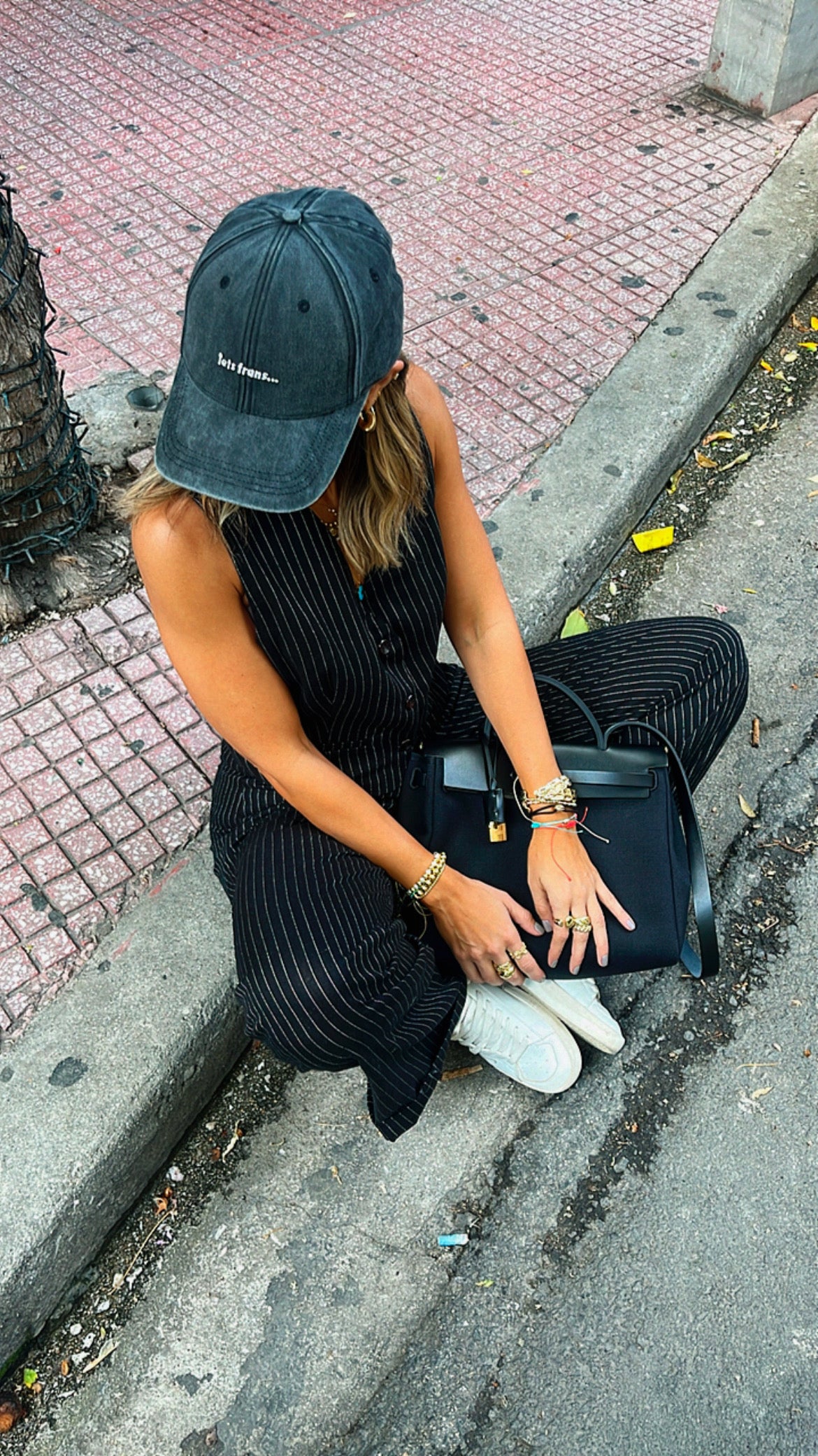 Black Lined Linen Vest Set