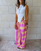 Pink & Orange Striped Colored Pants