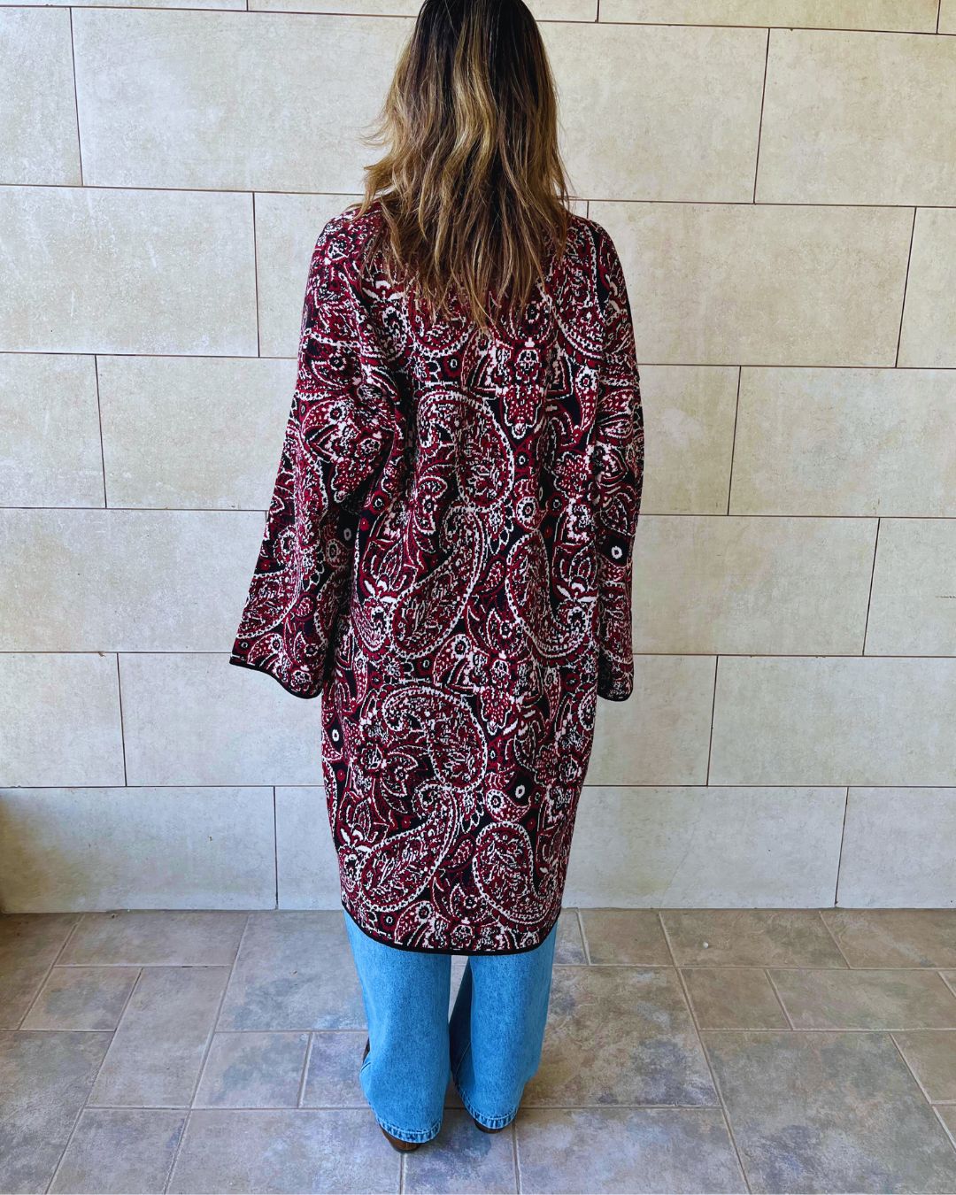 Burgundy Royal Paisley Cardigan