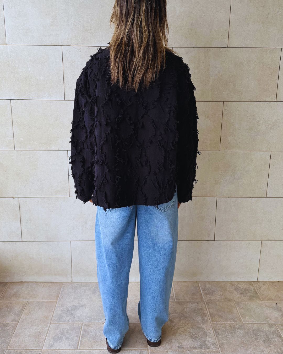 Black Whisper Statement Open Jacket