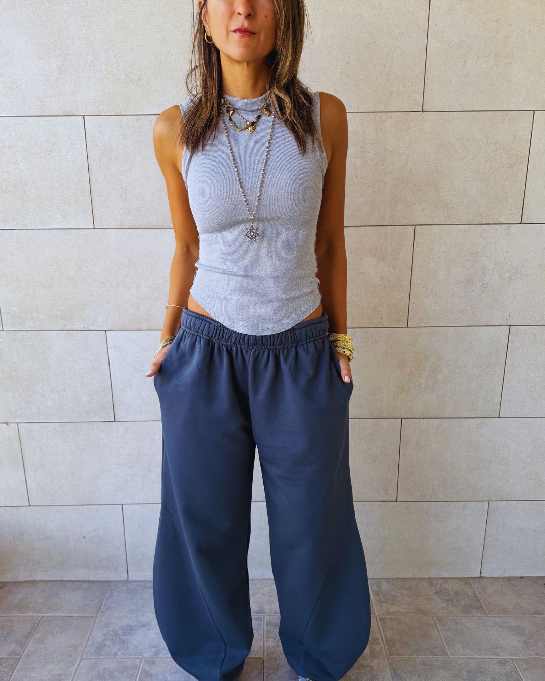 Grey Signature Balloon leg sweatpants